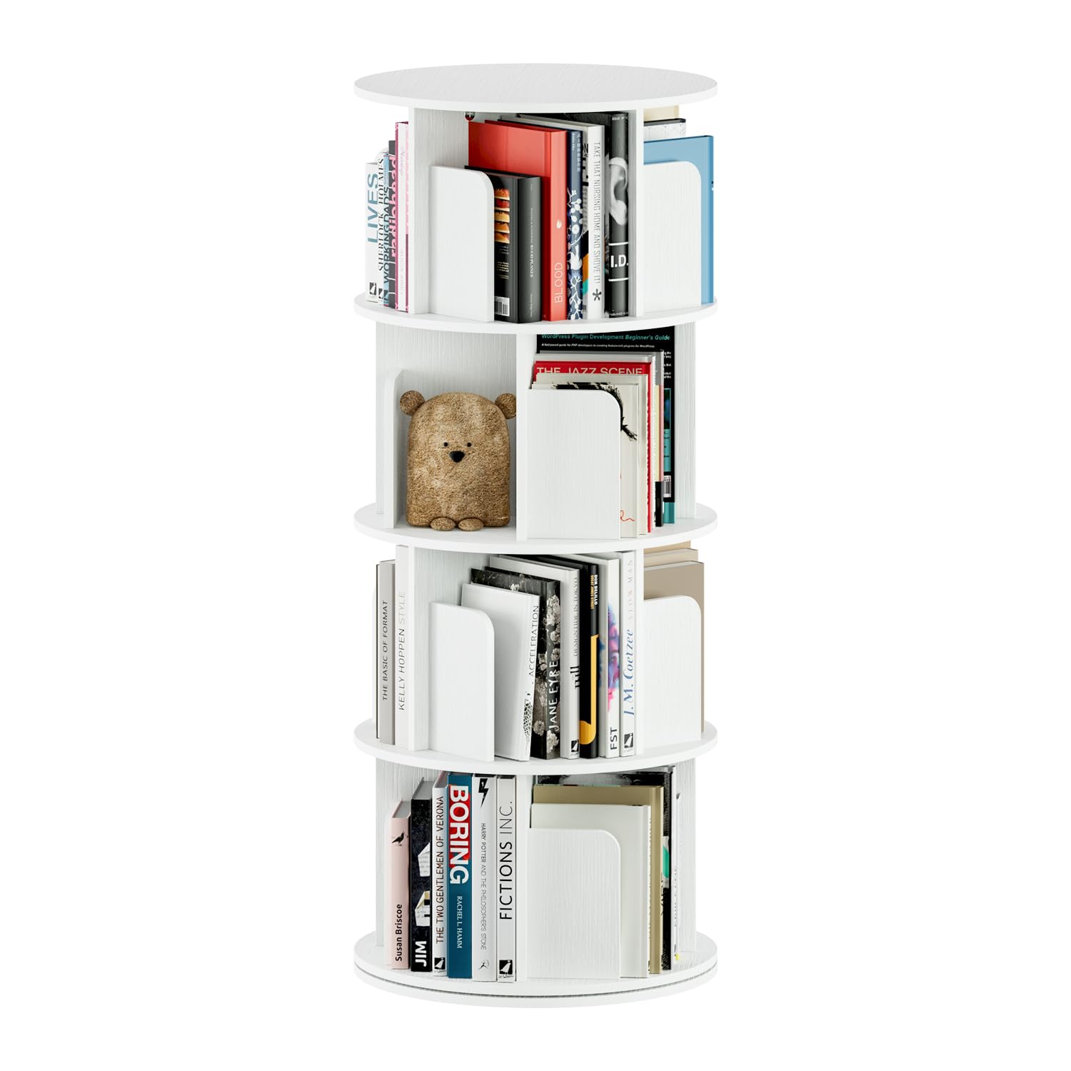 Amazon｜APPOLYN本棚 回転式本棚 4段 直径40CM*高さ128CM A4紙が入る