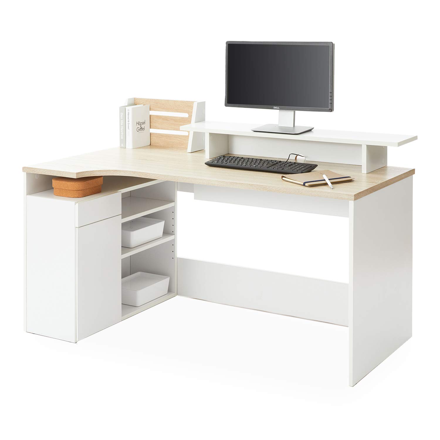 Amazon | LOWYA ロウヤ パソコンデスク 学習机 勉強机 L字 スタンド