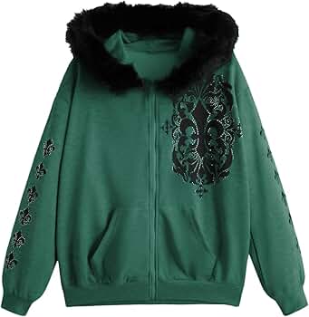 SOLY HUX Women's Zip Up Hoodie Streetwear Graphic Hoodies Y2K
