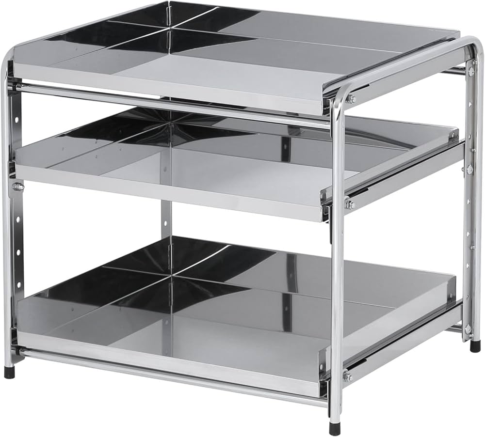 Amazon.co.jp: 川口工器 シンク下 スライドラック 日本製 (幅50cm 棚3