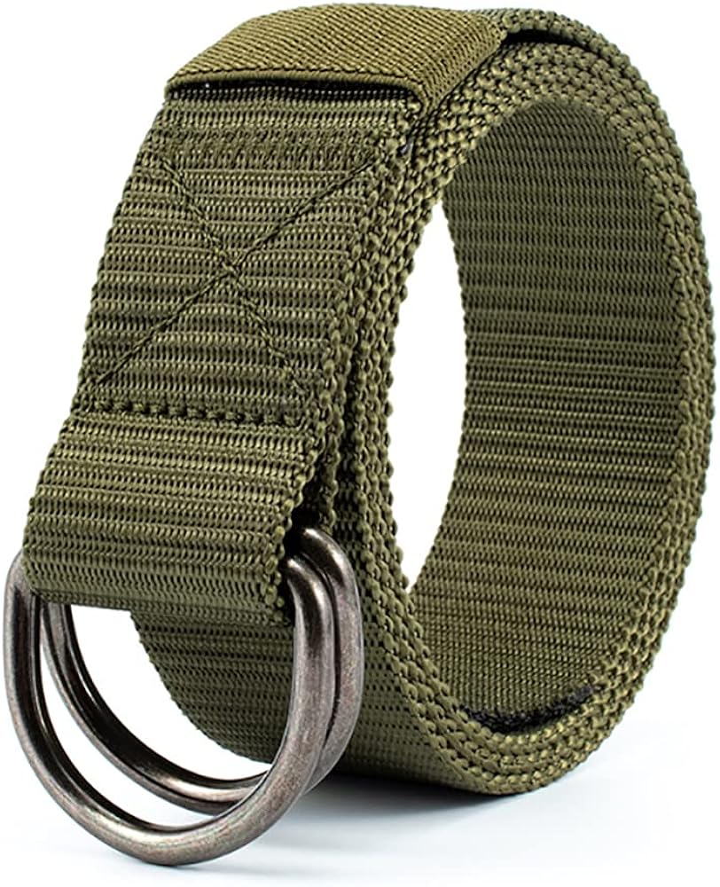 FVMECA Casual Belt Double-Loop D-Shaped Buckle Nylon Men Women at