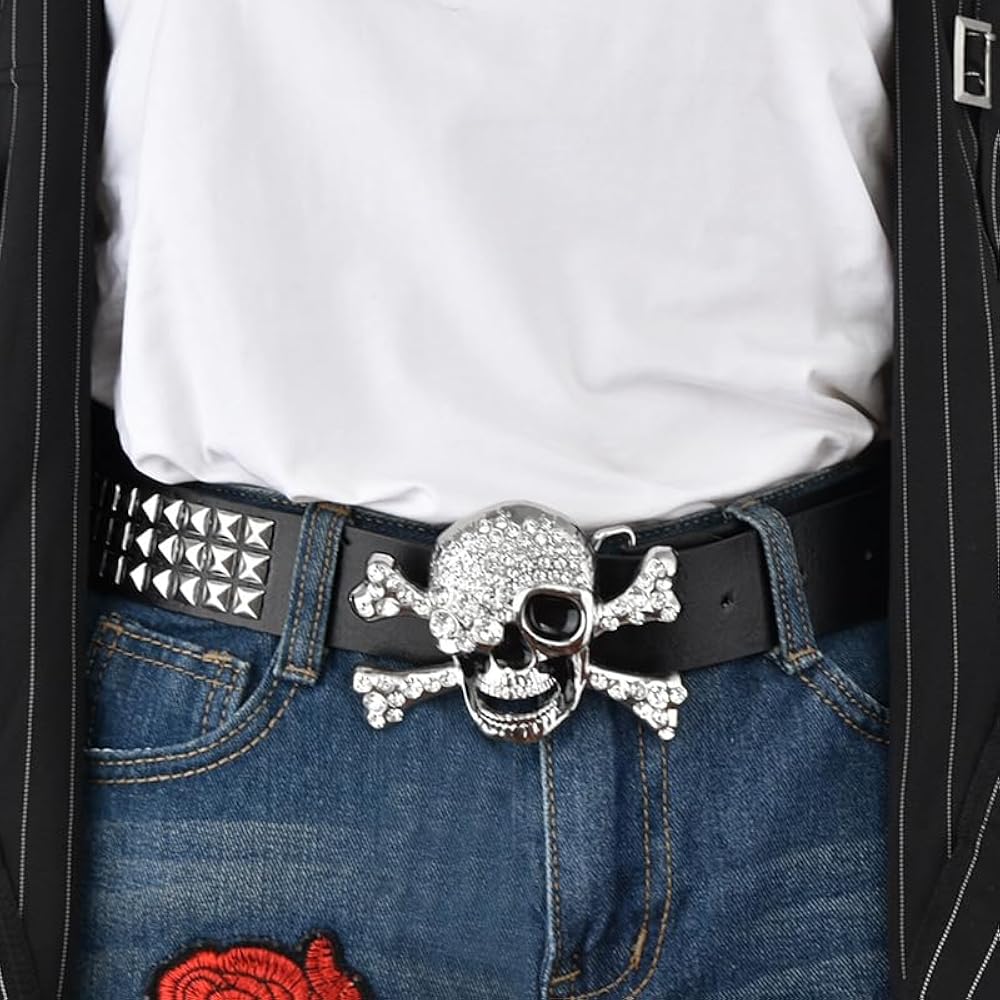 Amazon.com: CWCYYDSYY Skull Studded Belts Y2K Punk Hip Hop Faux