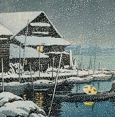 Amazon.co.jp: 川瀬巴水 版画「雪の向島」 昭和六年 大判ポスター