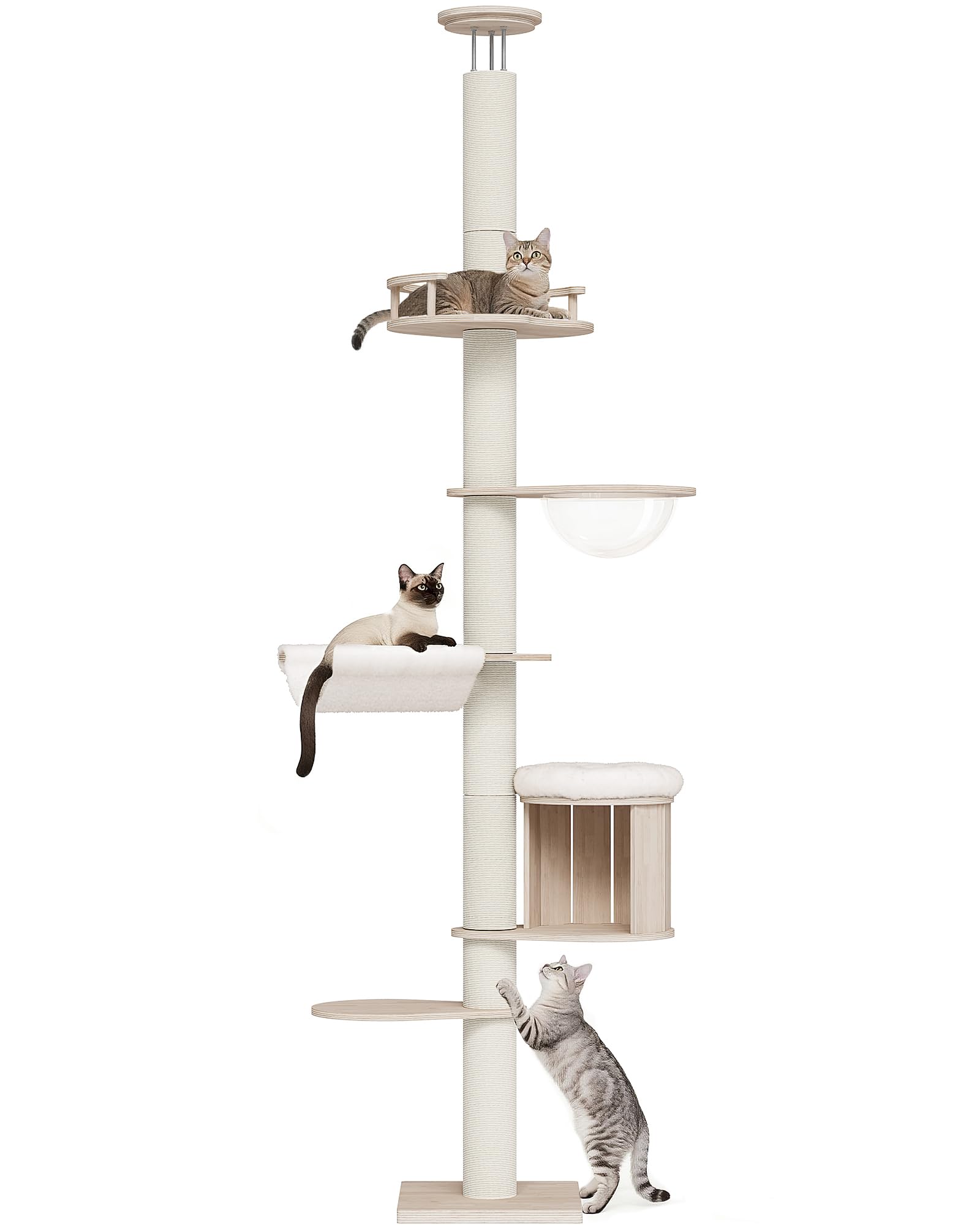 Amazon | OROPY キャットタワー 突っ張り 木製 スリム 宇宙船