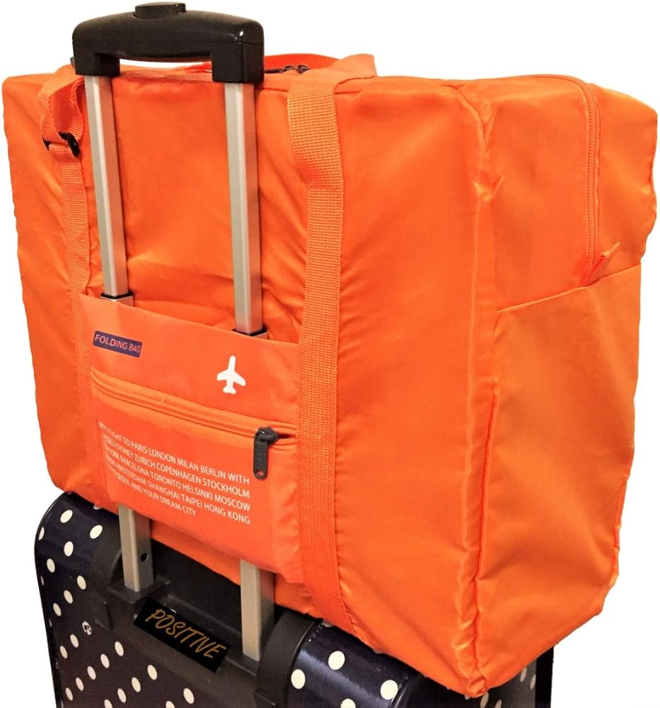 Amazon | 折りたたみトラベルバッグ 大容量 (収納ポーチ(ALLオレンジ