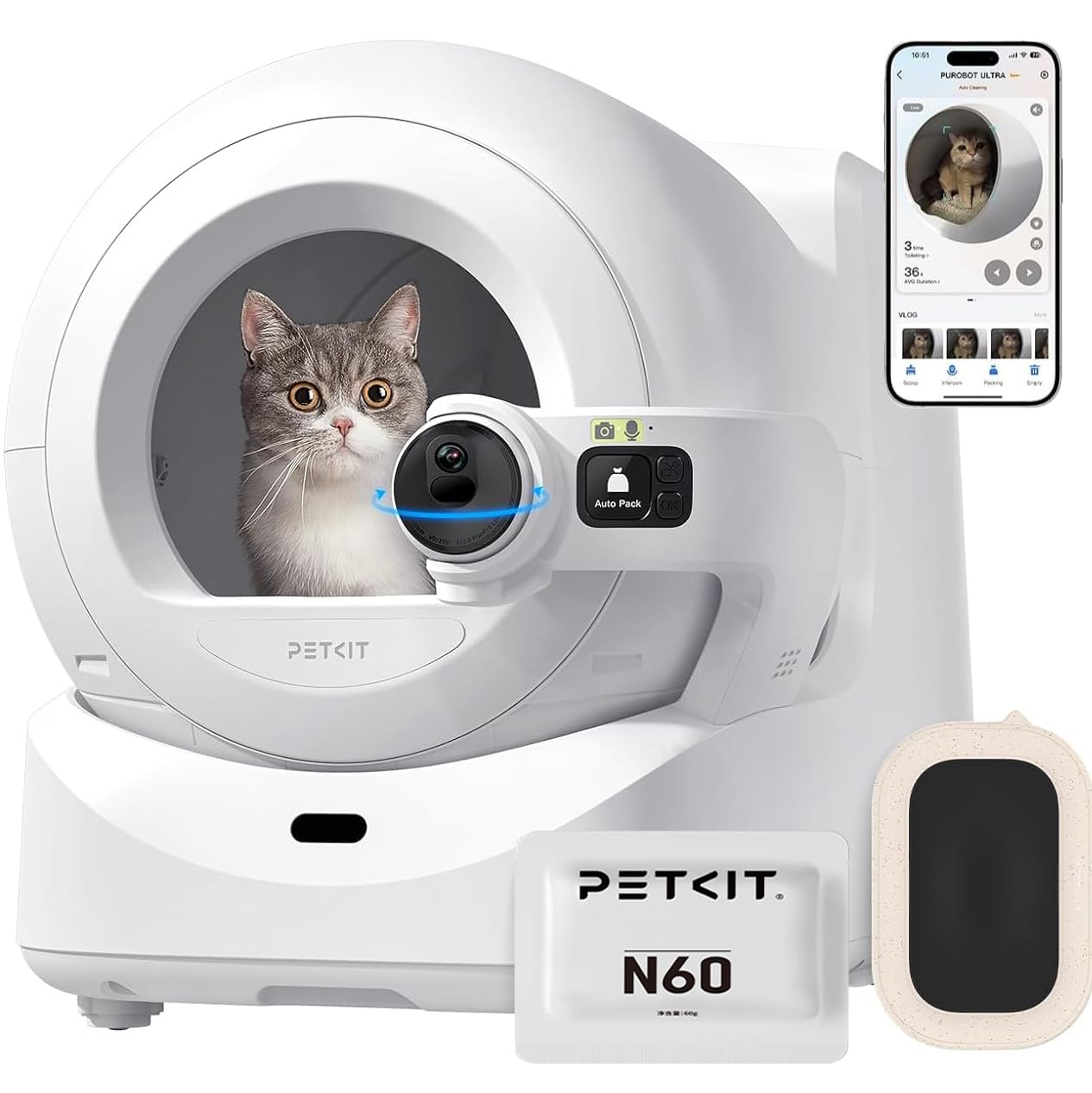 Amazon | 【PETKIT ULTRA】自動トイレ 最新自動トイレ AI カメラ 猫