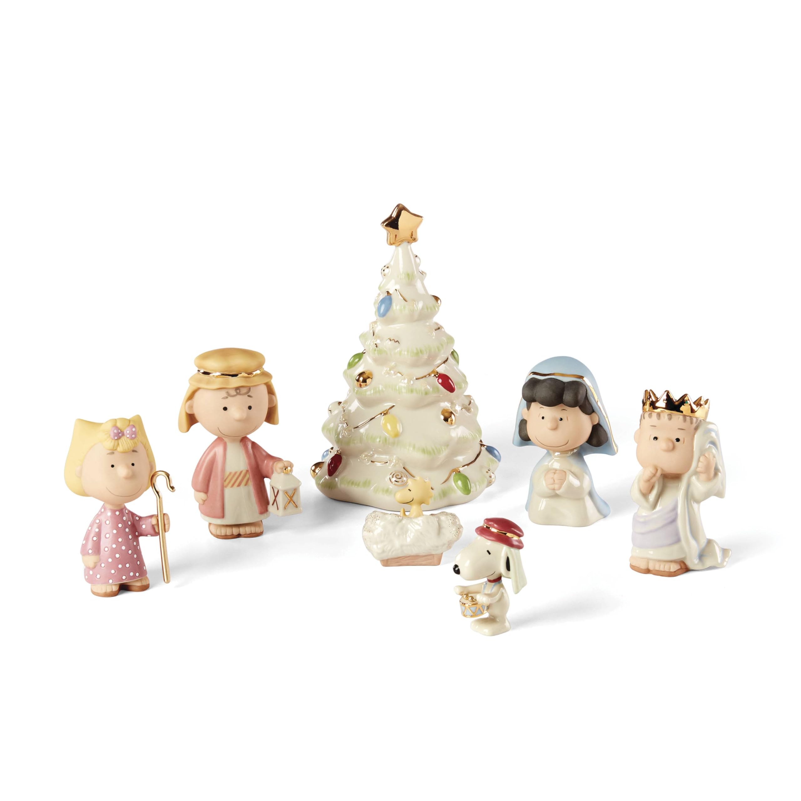 Lenox Estatuetas de Conjunto de 7 Peças Peanuts e Natal Multicor
