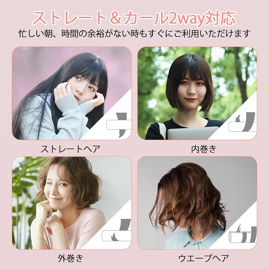 Amazon | コードレス ヘアアイロン 3000mAh USB充電式 ストレート