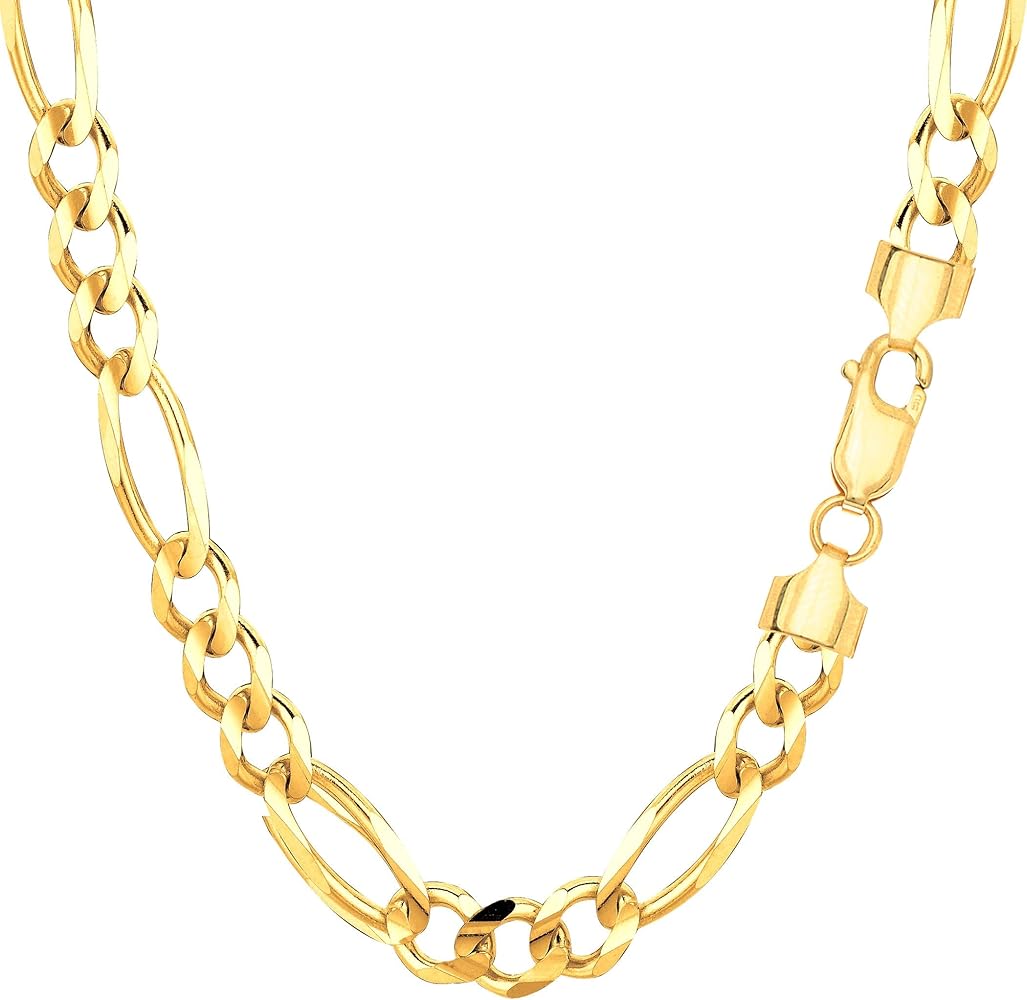 Amazon.com: Jewelry Affairs 10k Yellow Real Solid Gold Figaro