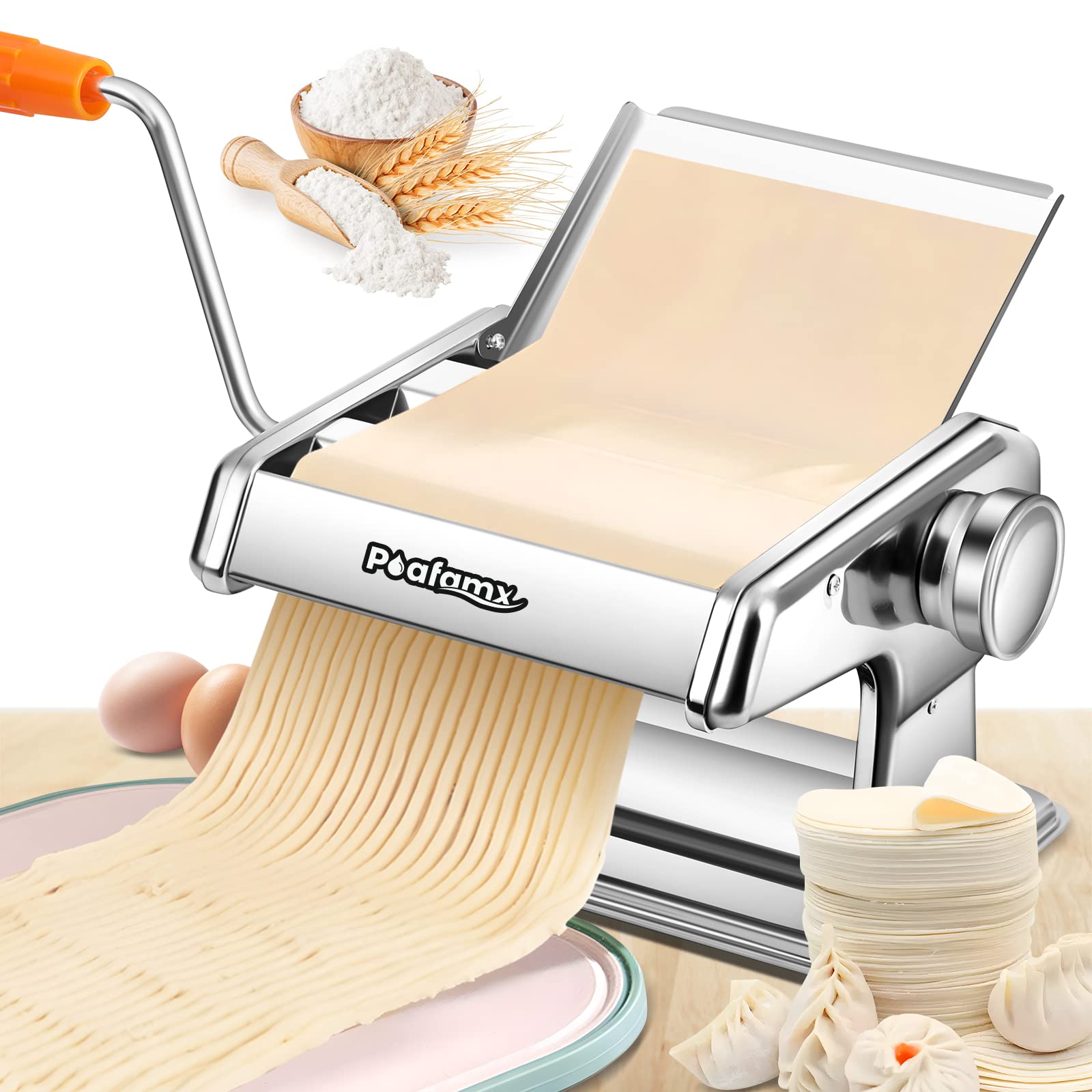 Amazon | Poafamx パスタマシン 手動 製麺機 2カッター 2-3/4-5mm 6