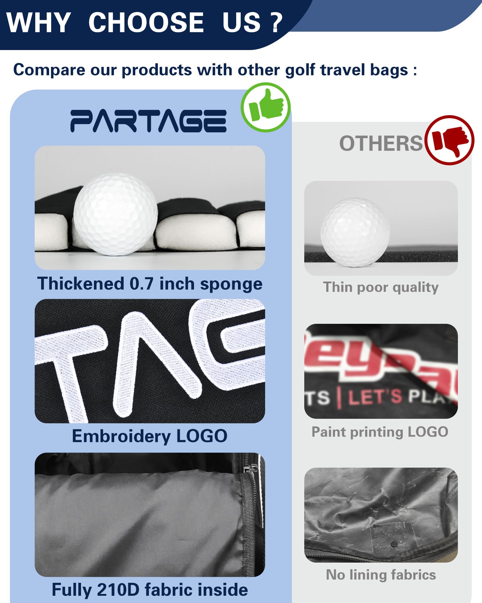 Amazon | Partage ゴルフトラベルバッグ ホイール付き ゴルフトラベル
