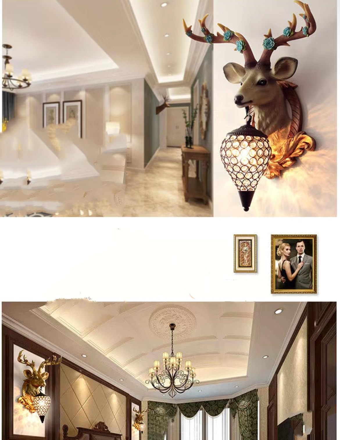 Amazon.co.jp : LEDウォールライト工業用風 レトロ 鹿ヘッド ウォール