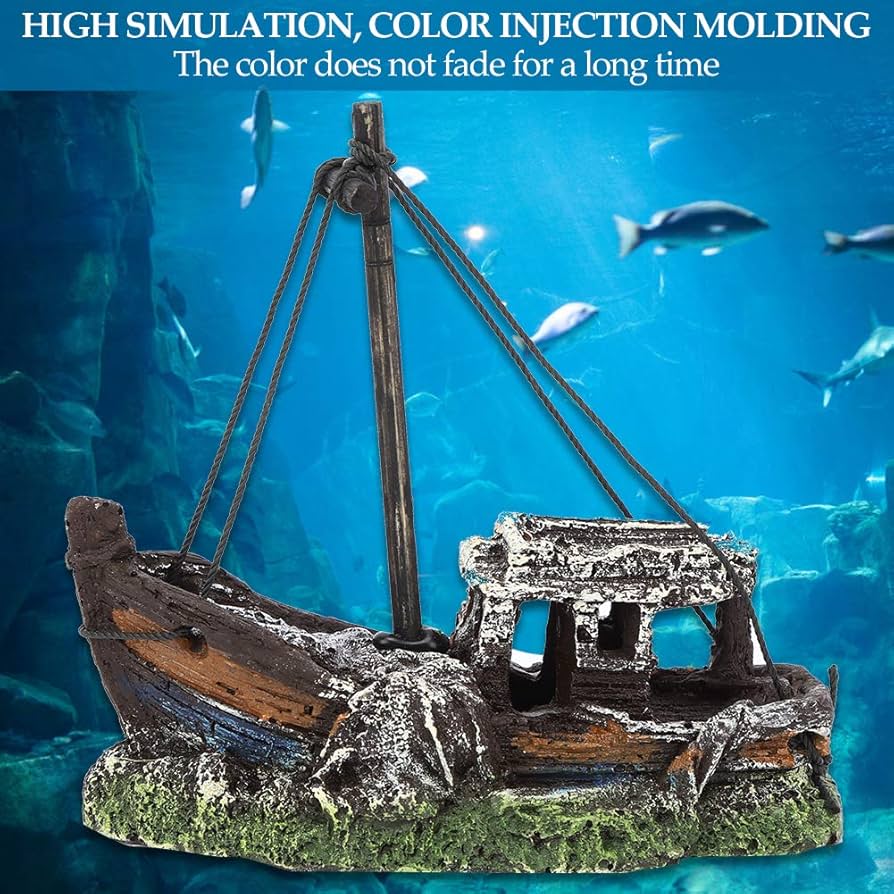 Amazon.co.jp: xuuyuu. 水槽 装飾 オブジェ 沈没船 アクアリウム