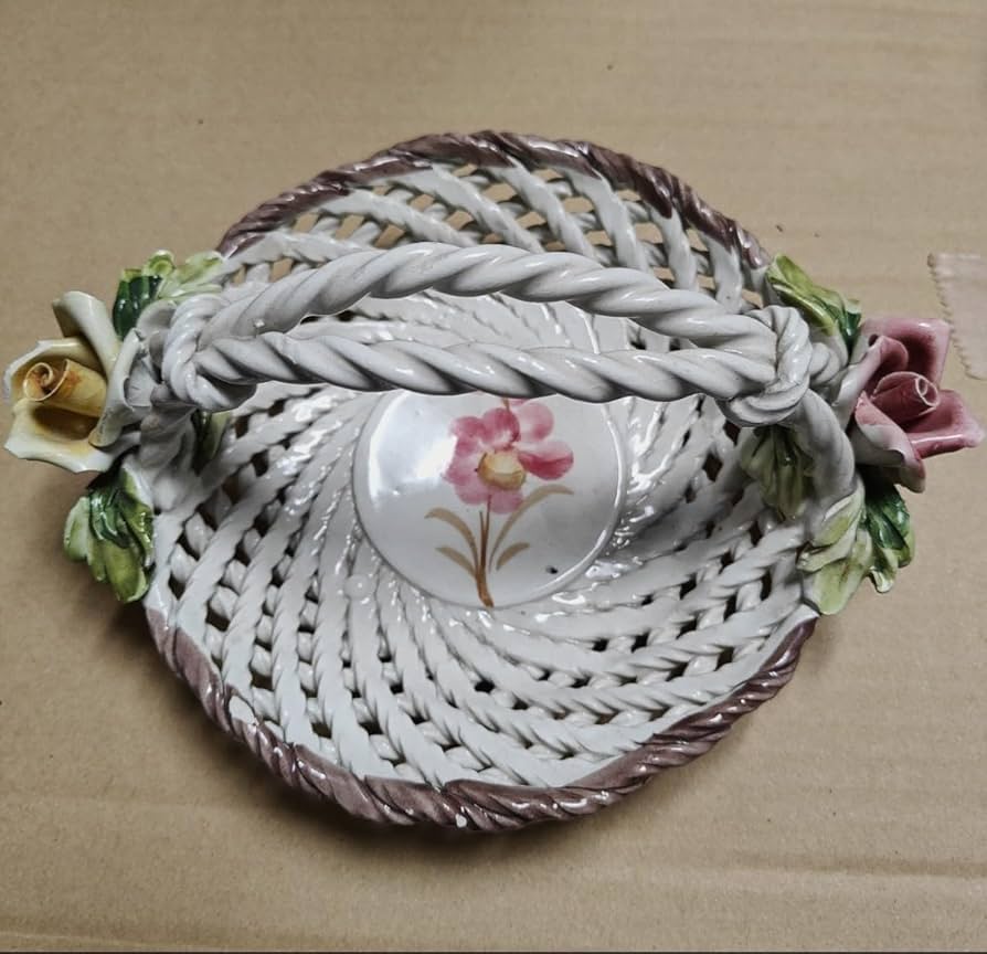 Amazon.co.jp: イタリア製 陶器 バスケット ローズ かご インテリア