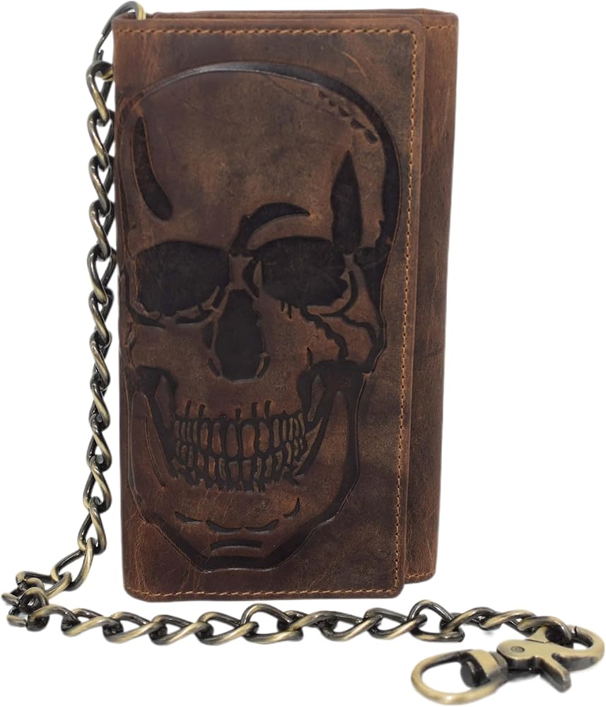 Amazon.com: CAZORO Biker Skull Chain Wallet RFID Signal Blocking