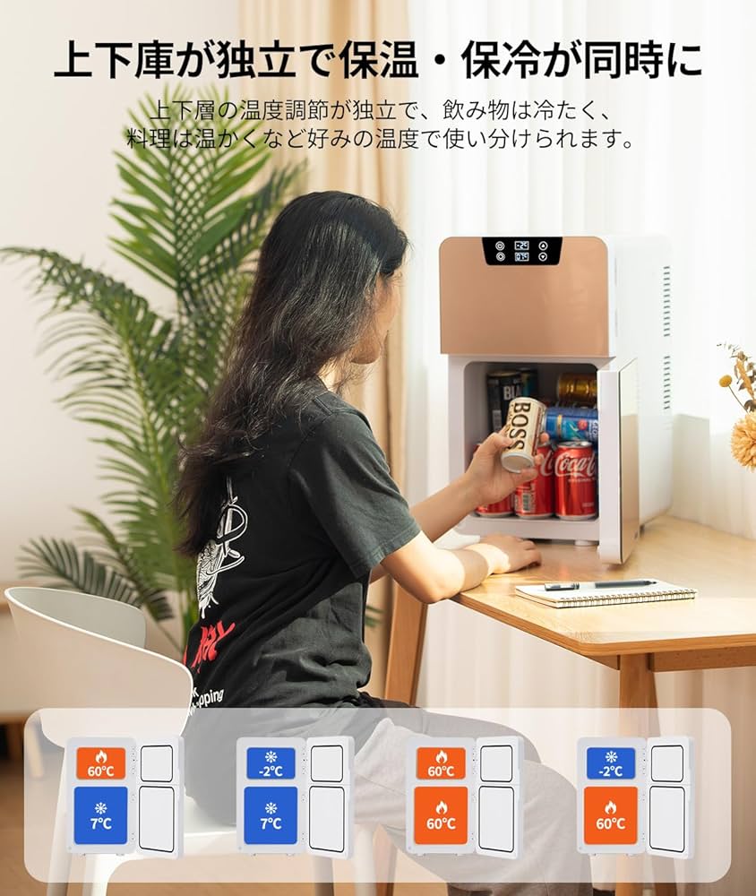 Amazon | EENOUR 冷温庫 20L ミニ冷蔵庫 ポータブル 保冷庫 小型 2ドア