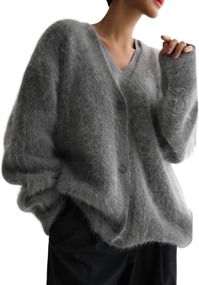 Arssm Womens Furry Cardigan Sweater Long Sleeve Cardigans Button