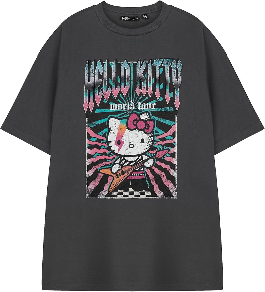 Amazon.com: Hello Kitty World Tour Womens Grey Short Sleeved T