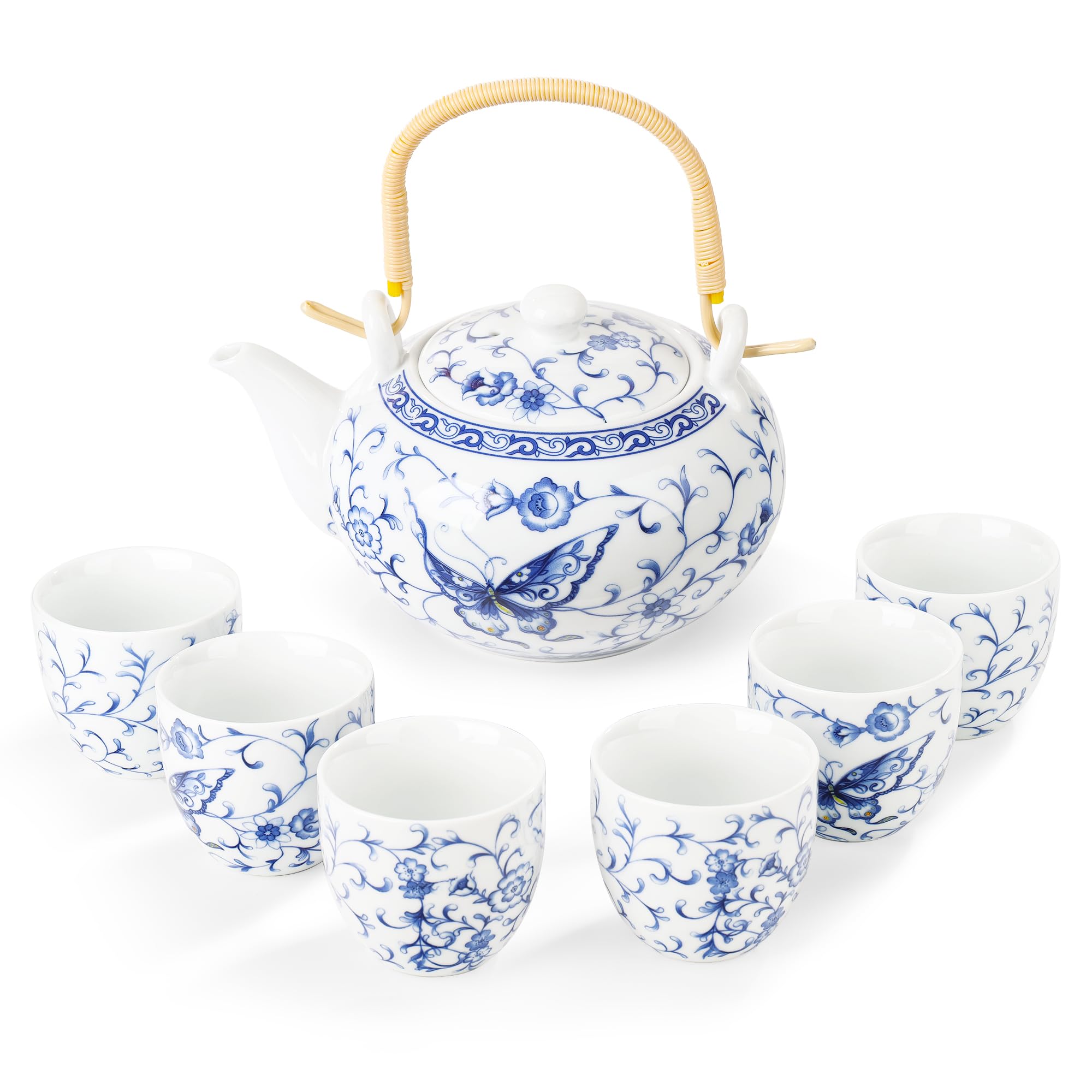 Amazon.com | fanquare Chinese Blue and White Porcelain Tea Set