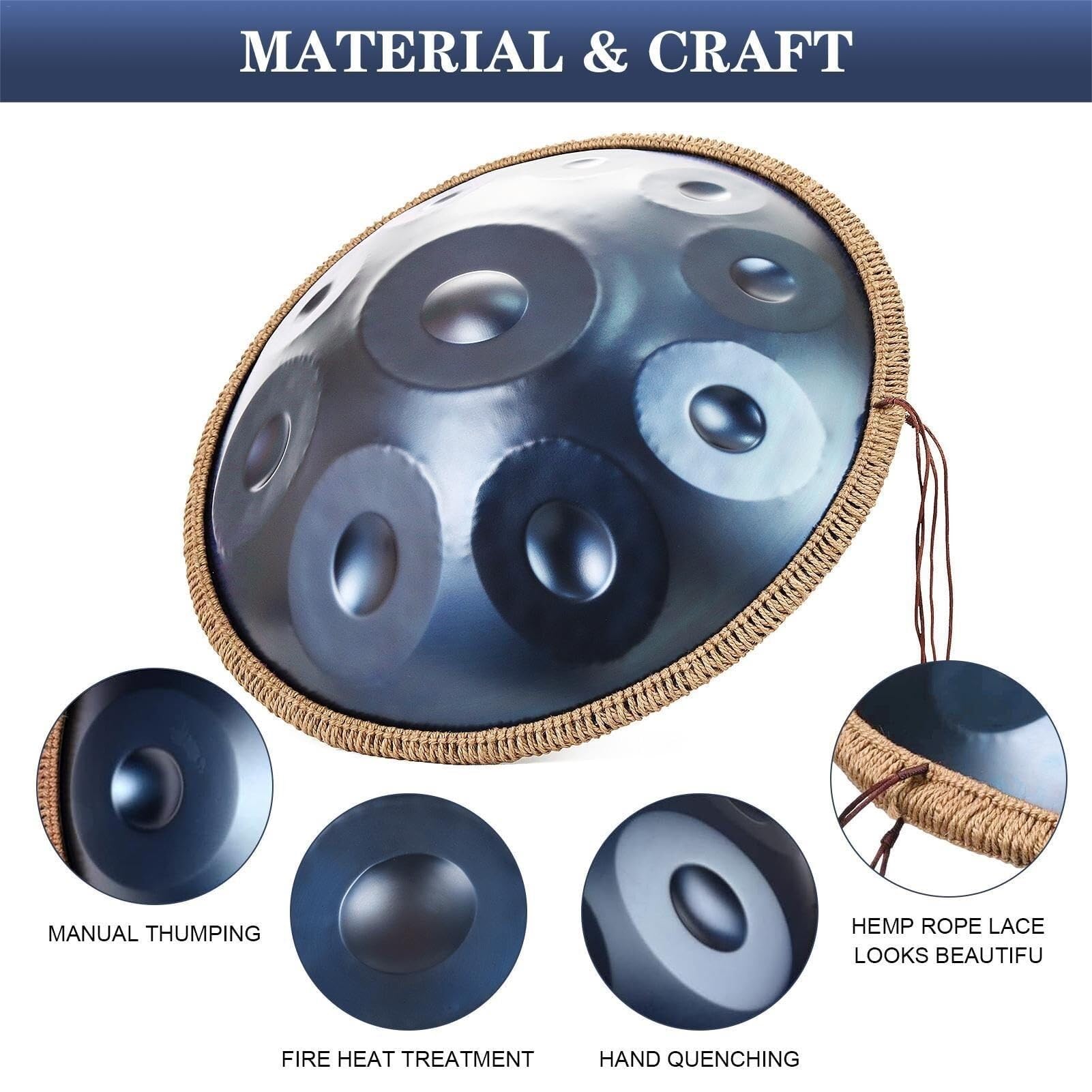 Amazon.co.jp: ハンドパンドラム楽器、440Hz Dマイナー9音 22インチ