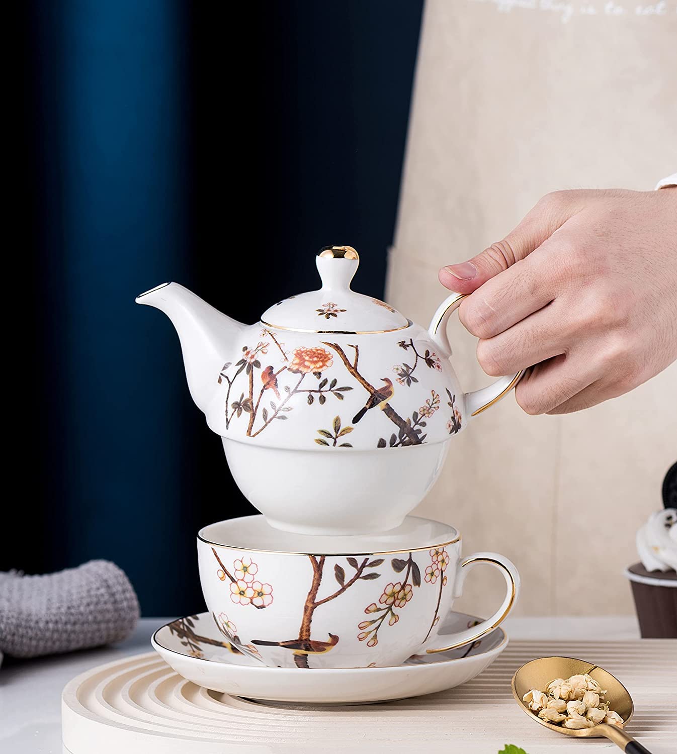 Amazon.co.jp : ユーロ スタイル ボーン チャイナ ティー フォー ワン