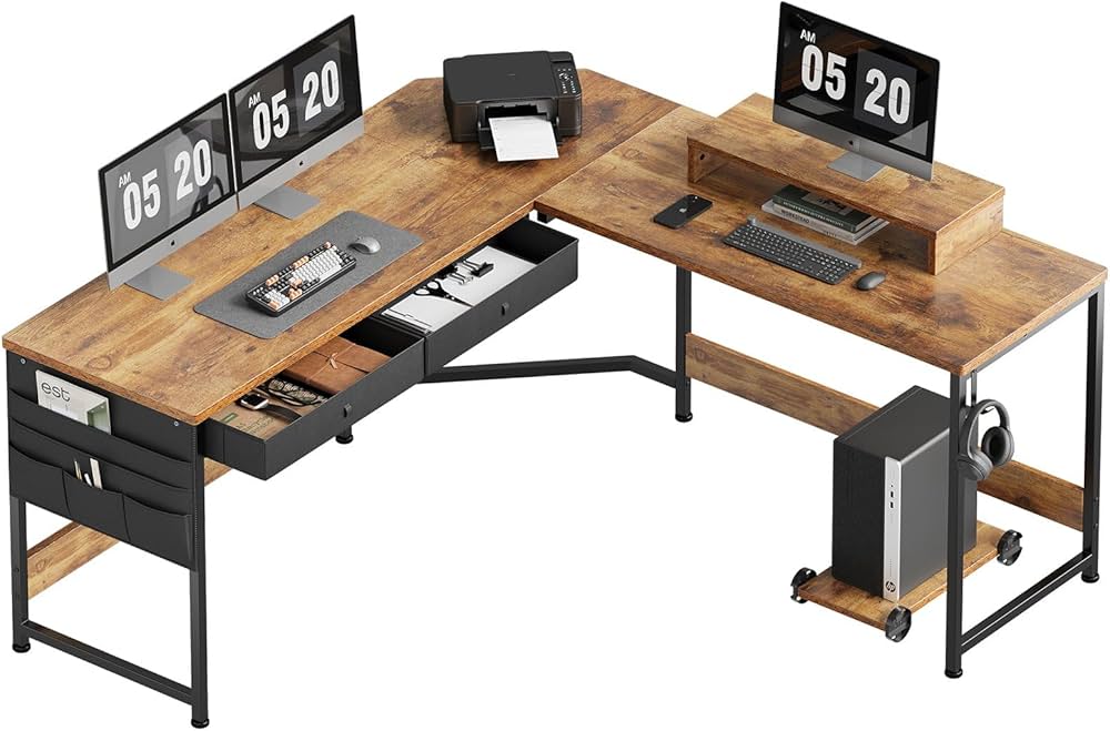 Amazon.co.jp: YeTom l字デスク机 pcデスク 作業机 125cm x 125cm