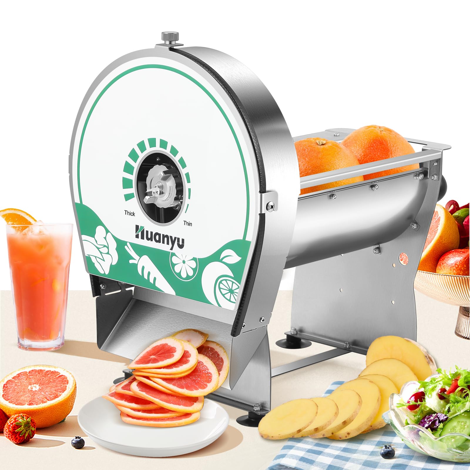 Amazon | Huanyu 電動スライサー 業務用野菜スライサー 電動・手動両用