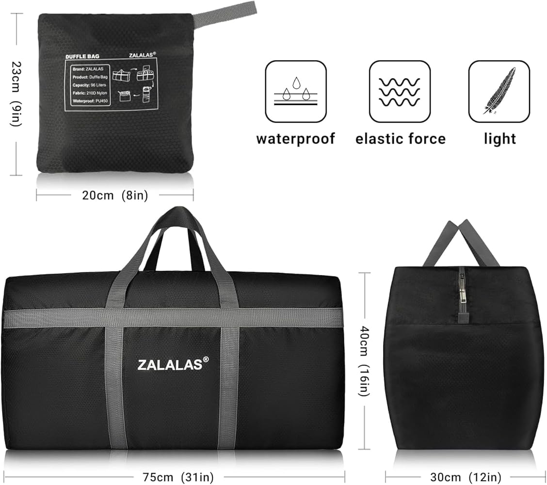 Amazon.com | ZALALAS Foldable Duffle Bag, 96L Extra Large Travel