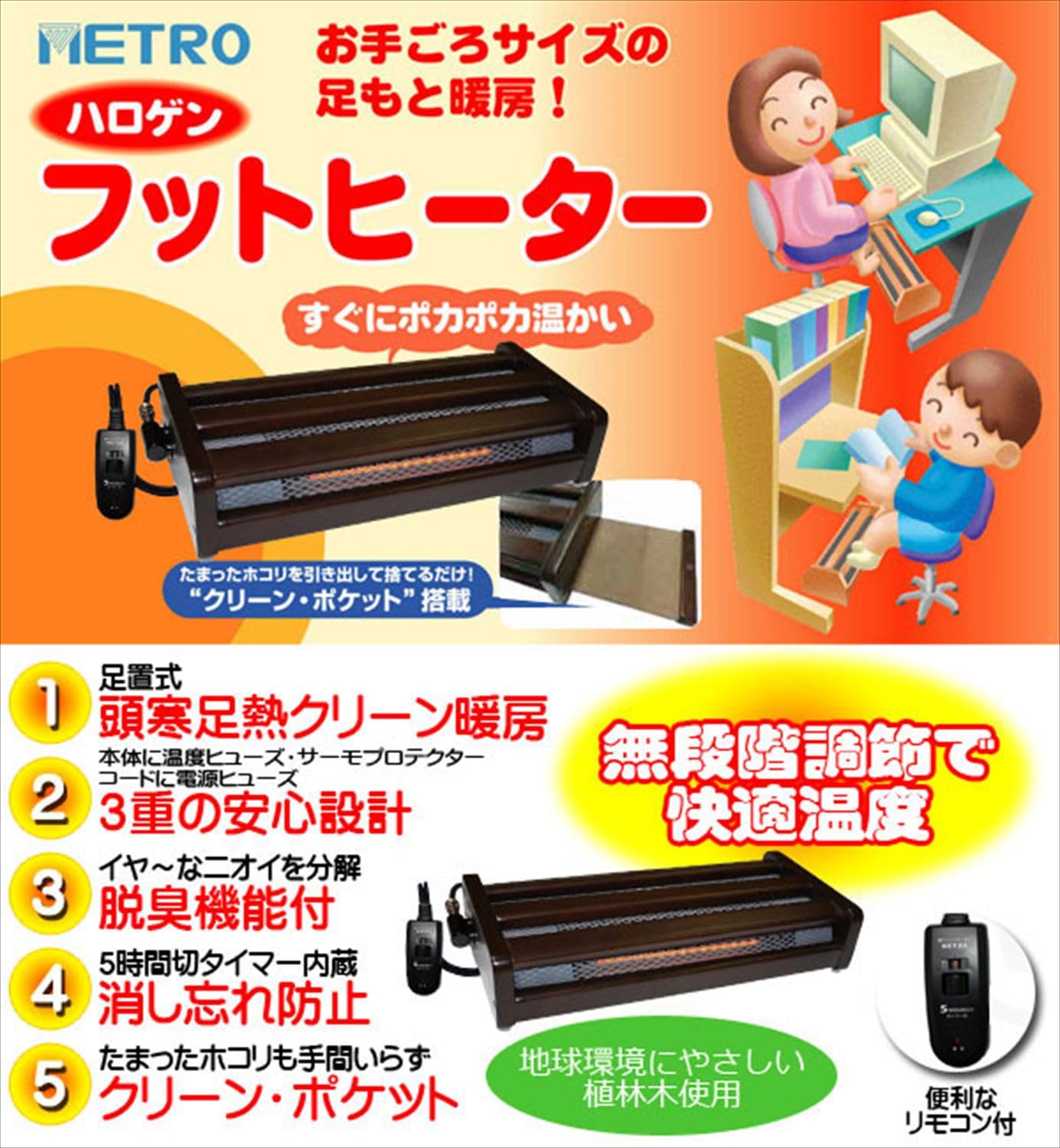 Amazon.co.jp: メトロ 木枠フットヒーター 幅49cm×奥行22cm×高さ11cm 1