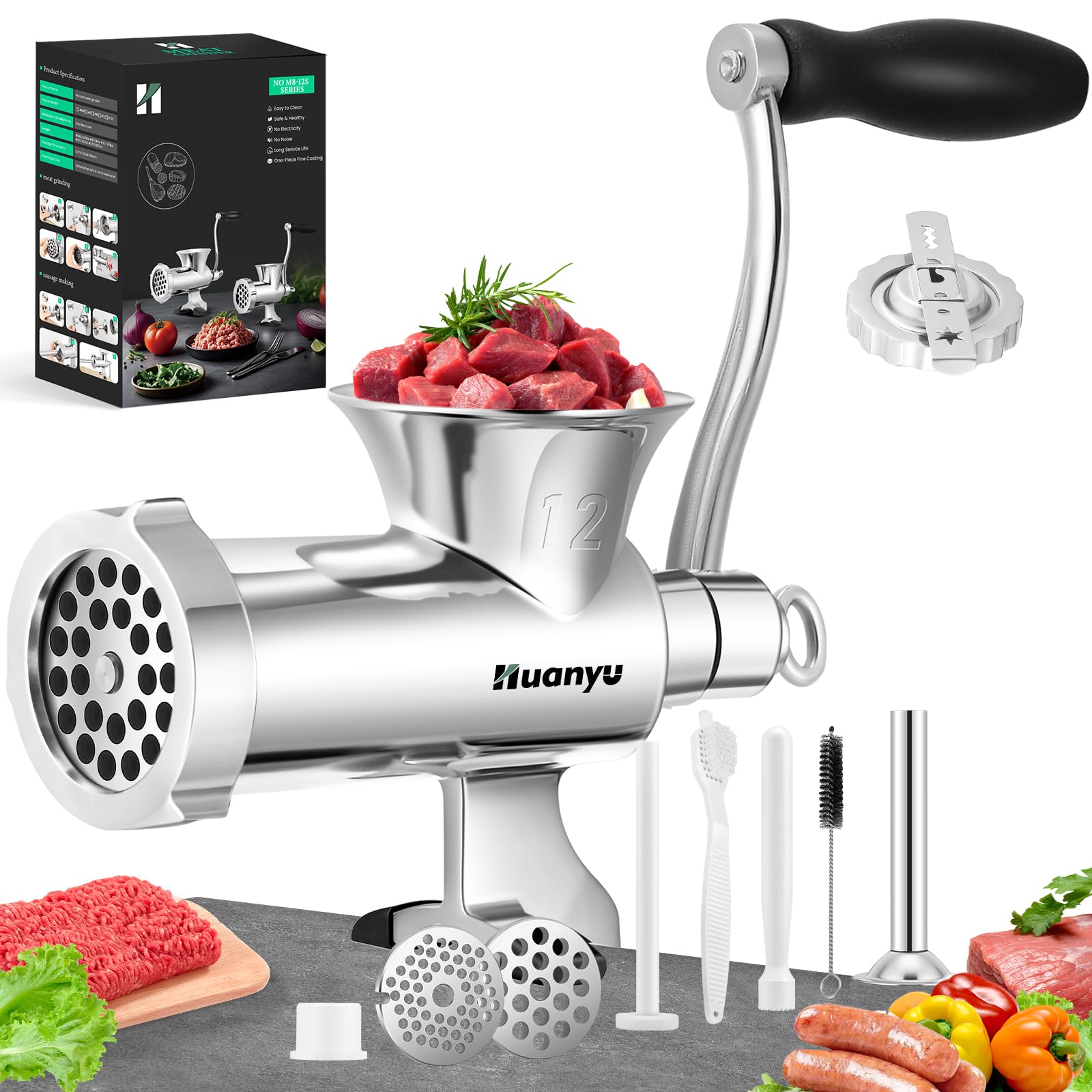 Amazon | Huanyu ミンチ機 手動式ミンサー ミートチョッパー 304