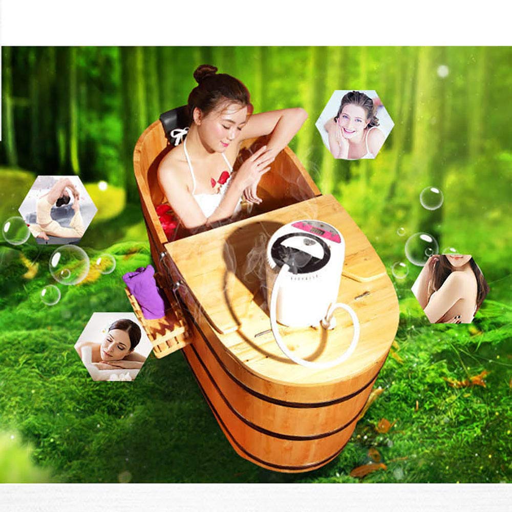 Amazon｜Fu蒸木製樽、浴槽サウナ樽木、樽浴槽浴槽fu蒸サウナ風呂樽、蓋