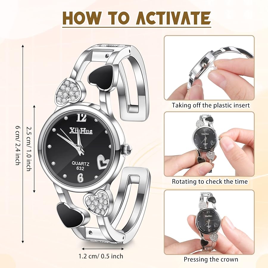 Amazon.co.jp: ハート型腕時計とブレスレットセット レディース