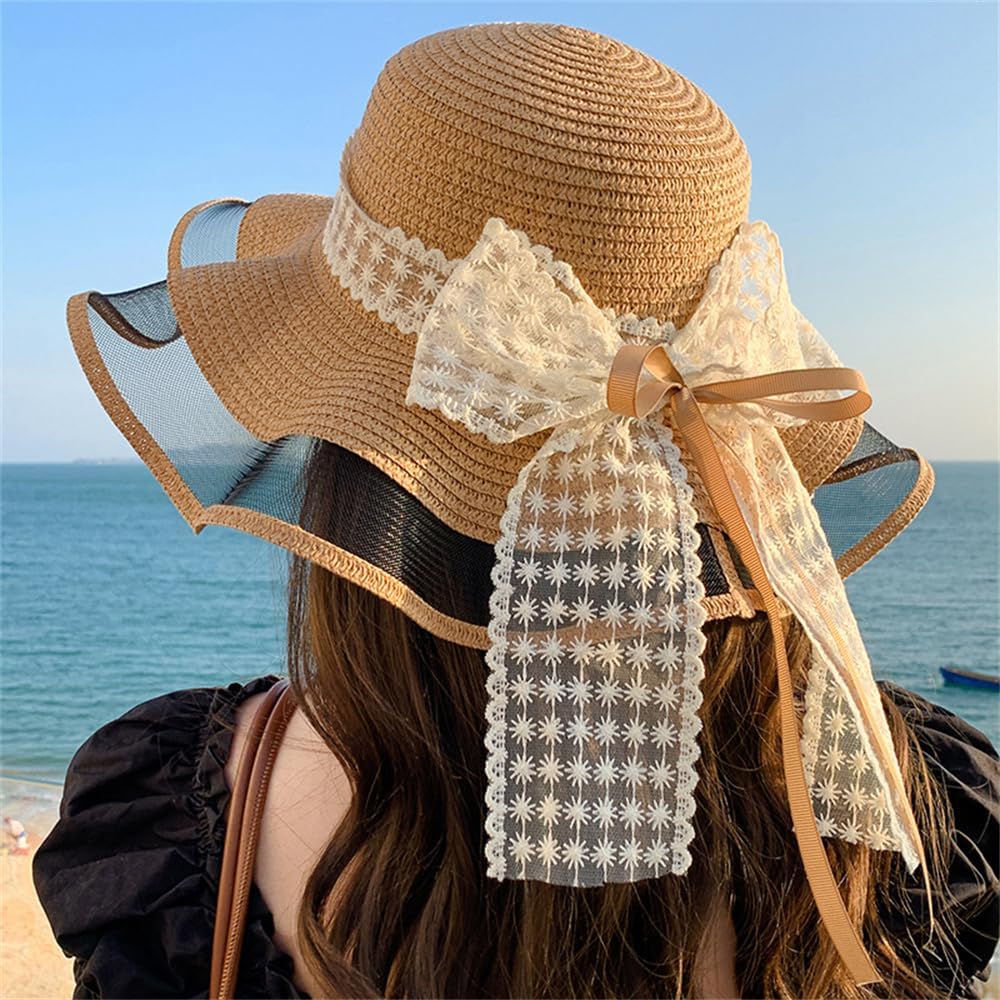 Amazon | [Lhyxuuk] 麦わら帽子 つば広 レディース 麦わら ハット