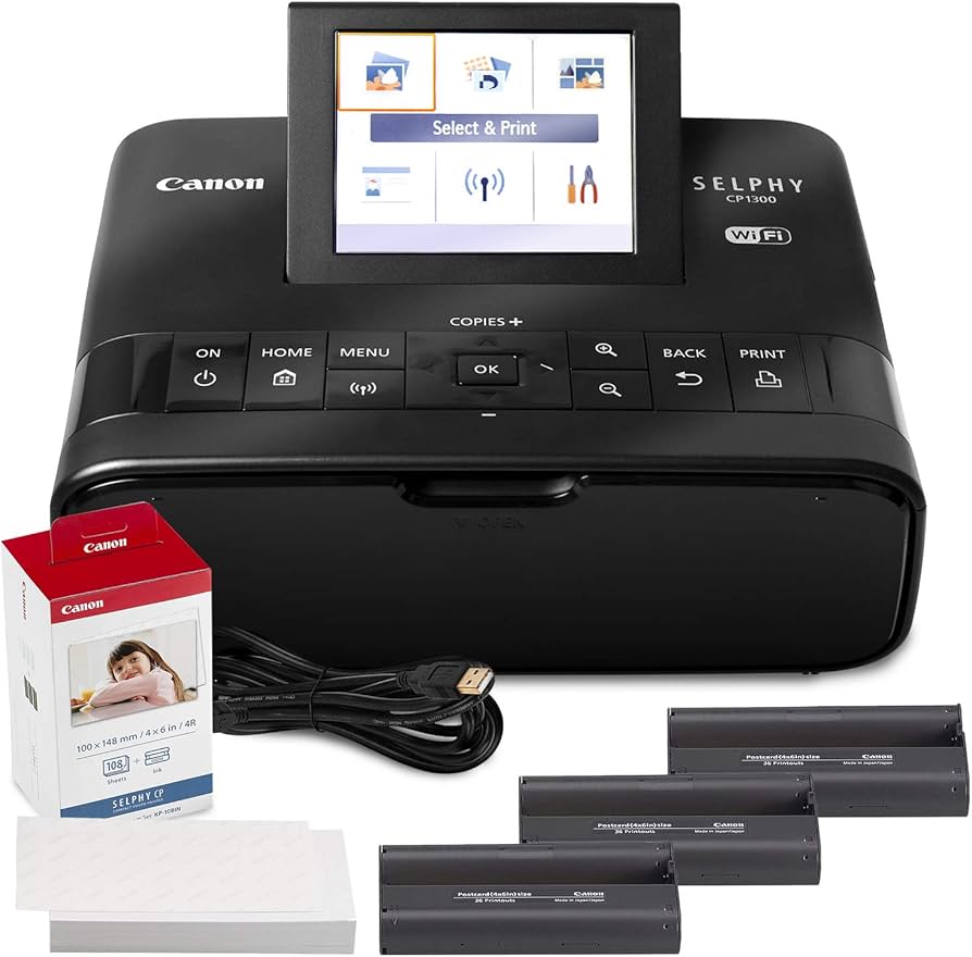 Canon SELPHY CP1300 Compact Photo Printer (Black) WiFi Accessory