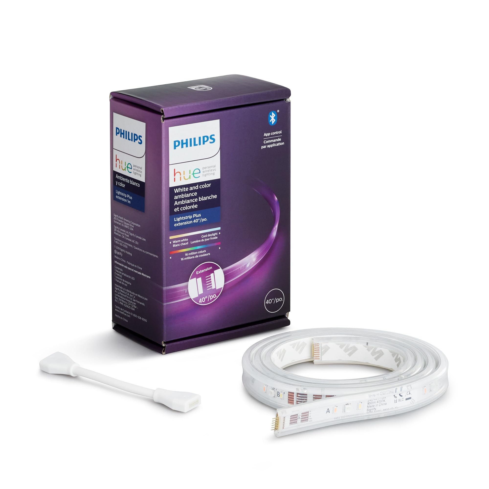 Amazon.com: Philips Hue Bluetooth Smart Lightstrip Plus 1m/3ft