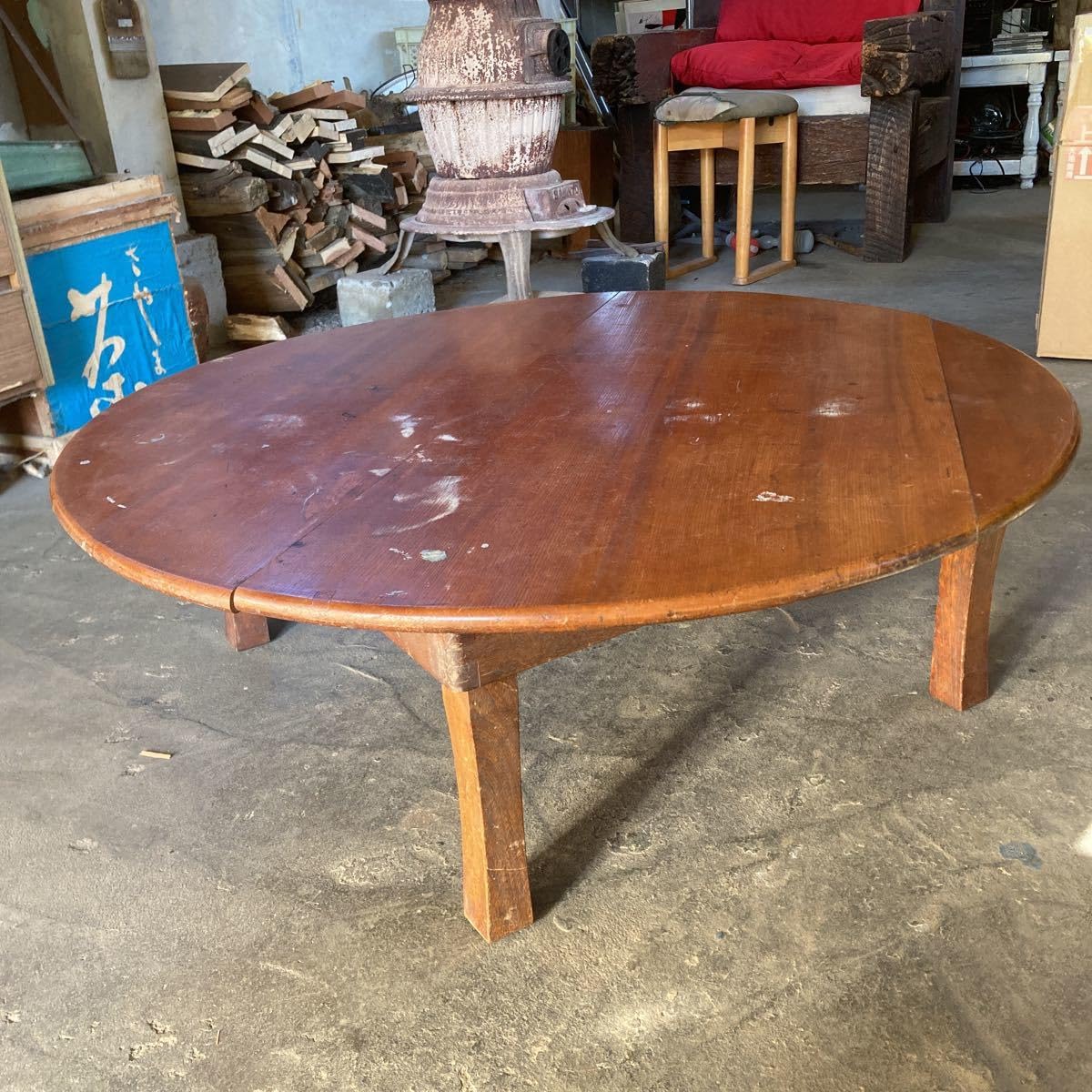 Amazon.co.jp: 古民家欅けやき丸ちゃぶちゃぶ台古道具丸テーブル