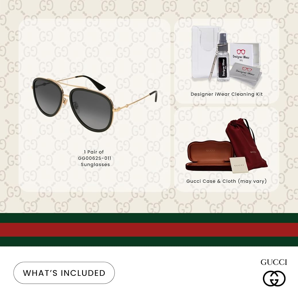 Amazon.com: Gucci GG0062S 011 57M Gold/Grey Gradient Flash