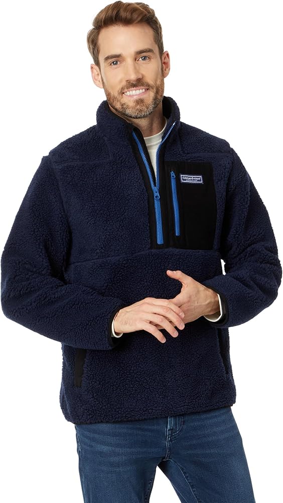 vineyard vines Men's Sherpa SuperShep Quarter-Zip, Nautical Navy