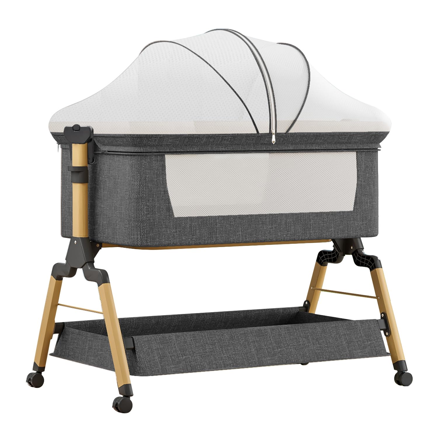 Amazon.co.jp: ベビーベッド 添い寝 折りたたみ ハイローベッド 高さ3