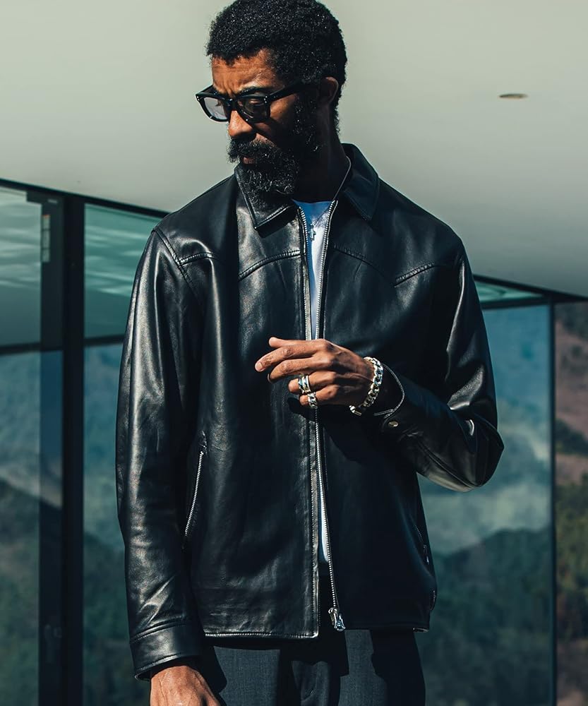 Amazon | [クライミー] ラムレザー ウエスタンジャケット メンズ