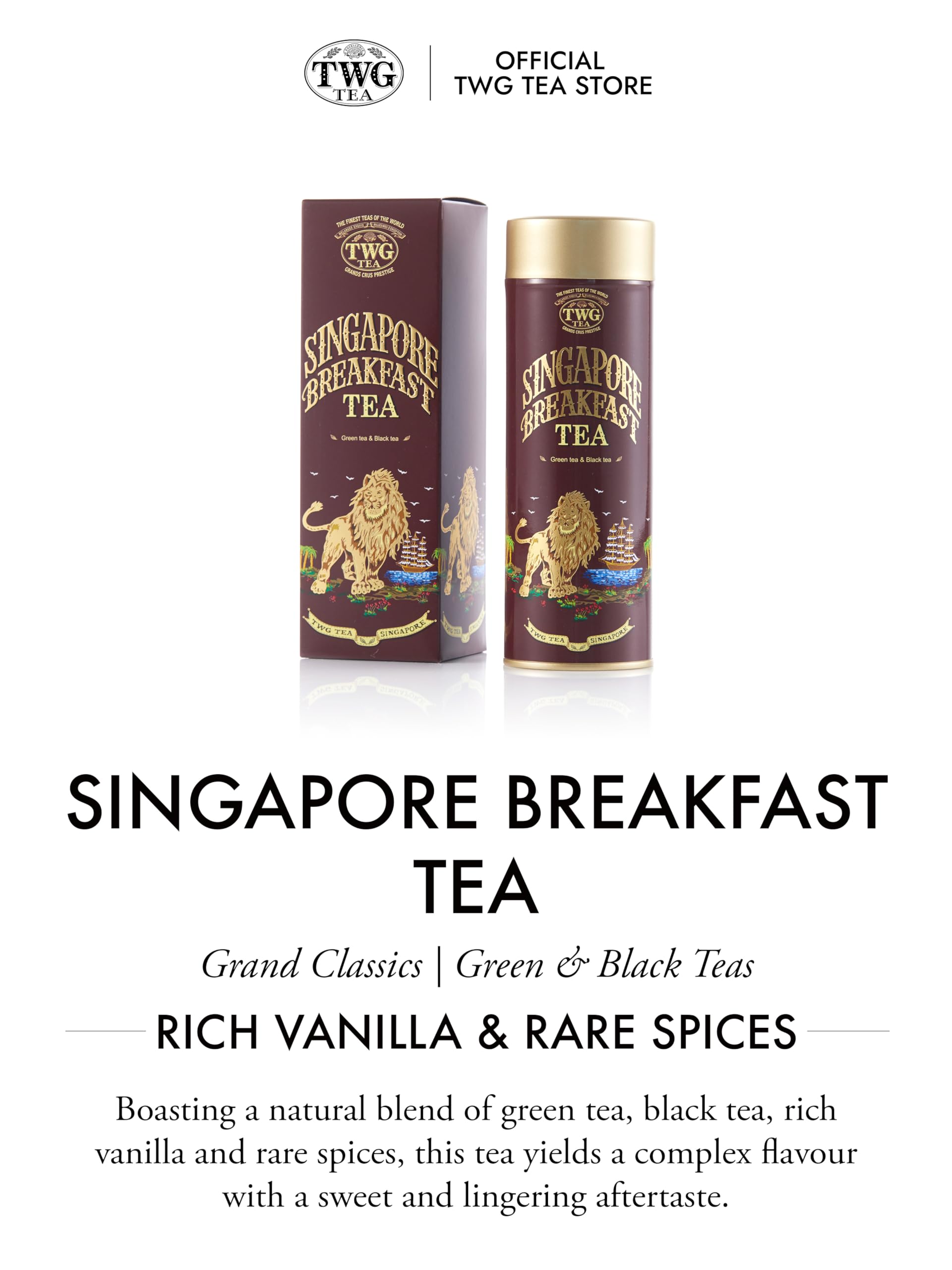 TWG Tea Singapore Breakfast Tea, Loose Leaf Green Black Tea Blend