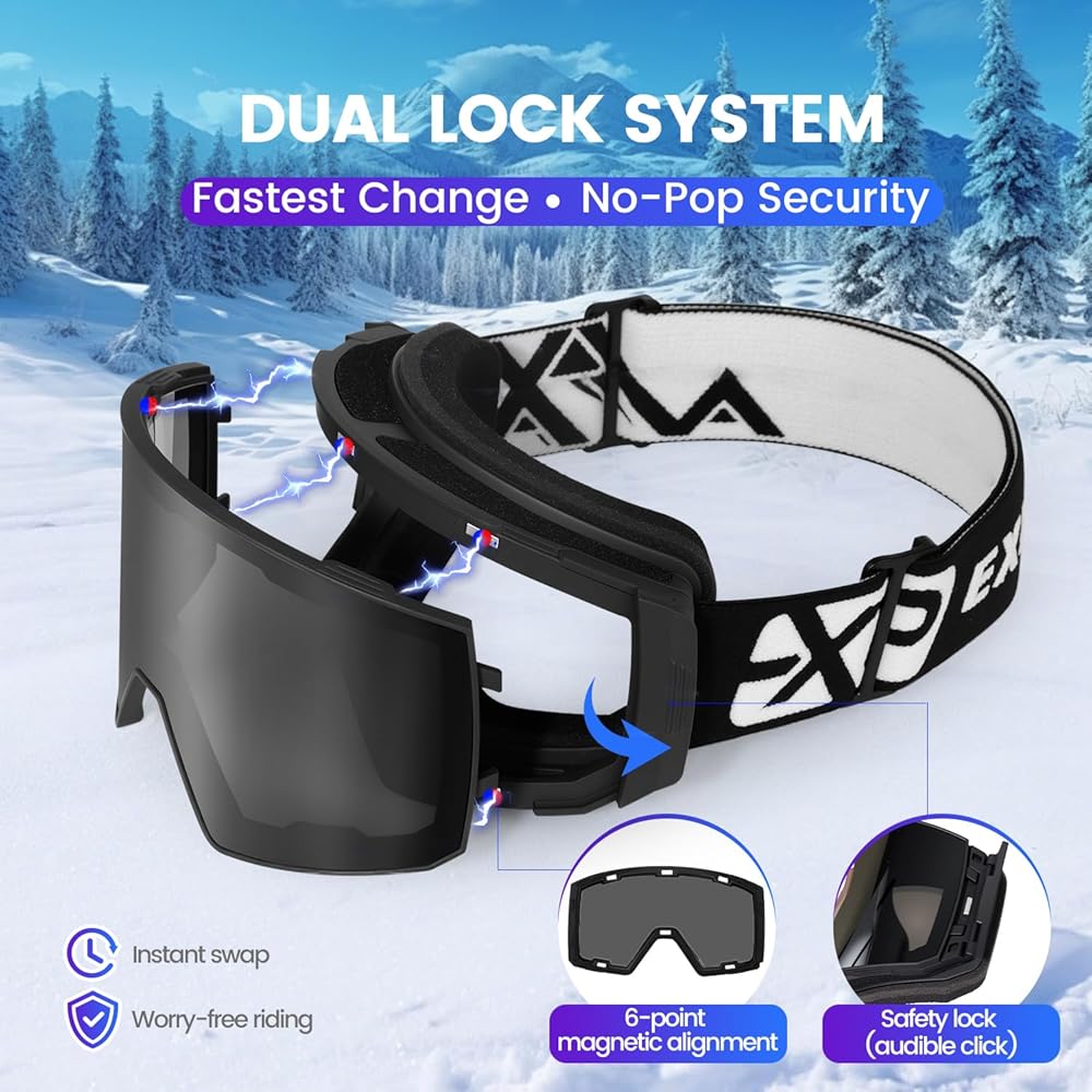 Amazon.com : EXP VISION Ski Goggles Dual Lock Magnetic Snow