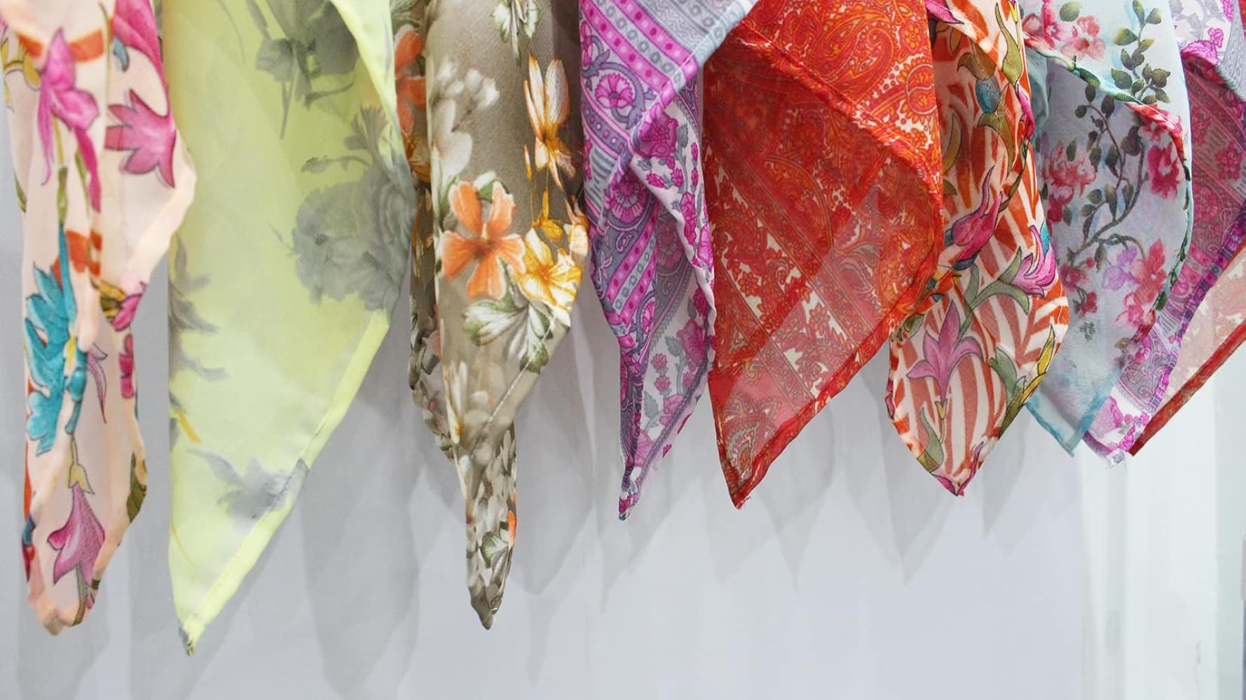 Mango Gifts Indian Silk Sari Square Scarf, Soft Floral Printed