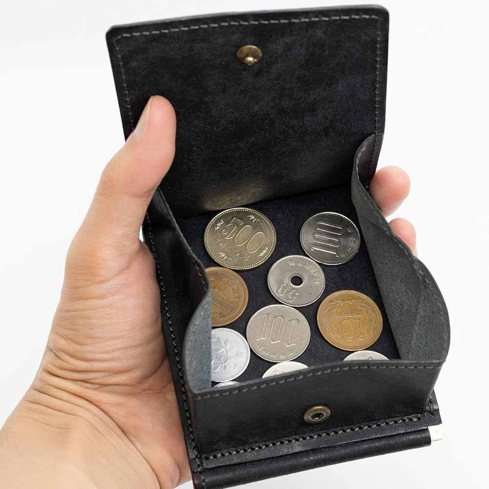 Amazon | ヒズファクトリー 小銭入れ付きマネークリップ (クロ