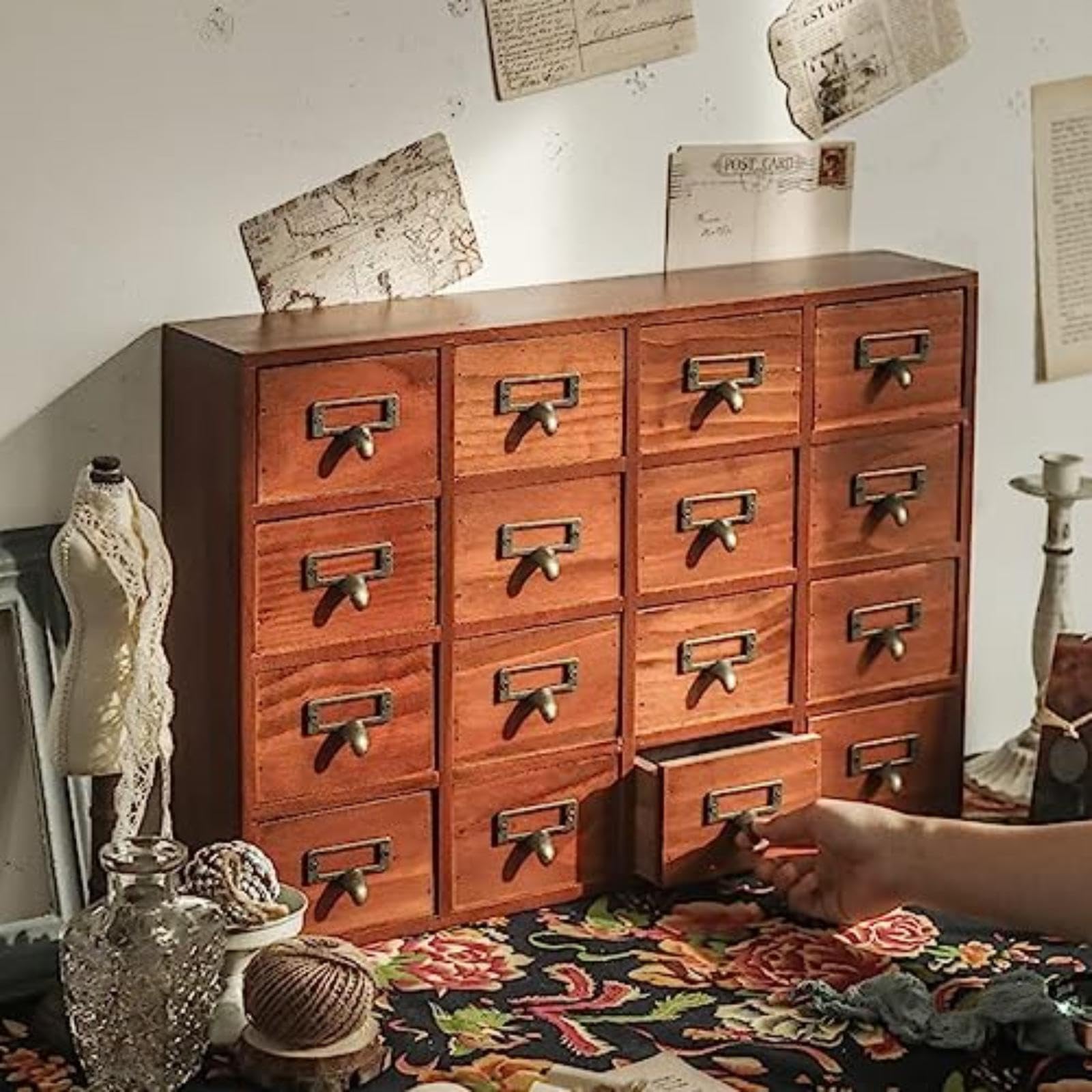 Amazon｜卓上収納ボックス 引き出し 小物収納 アンティーク 木製 ミニ