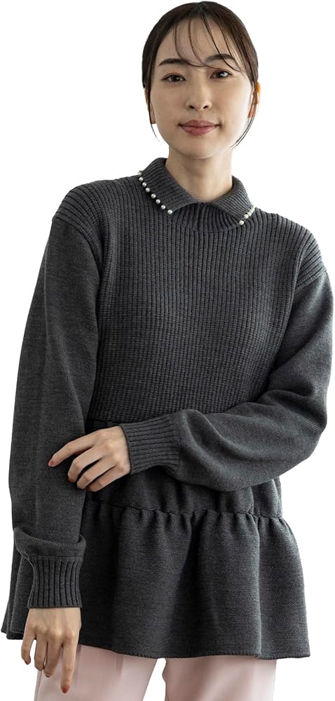 Amazon | [ソーノ] ニットプルオーバー ティアードペプラム 3Dニット
