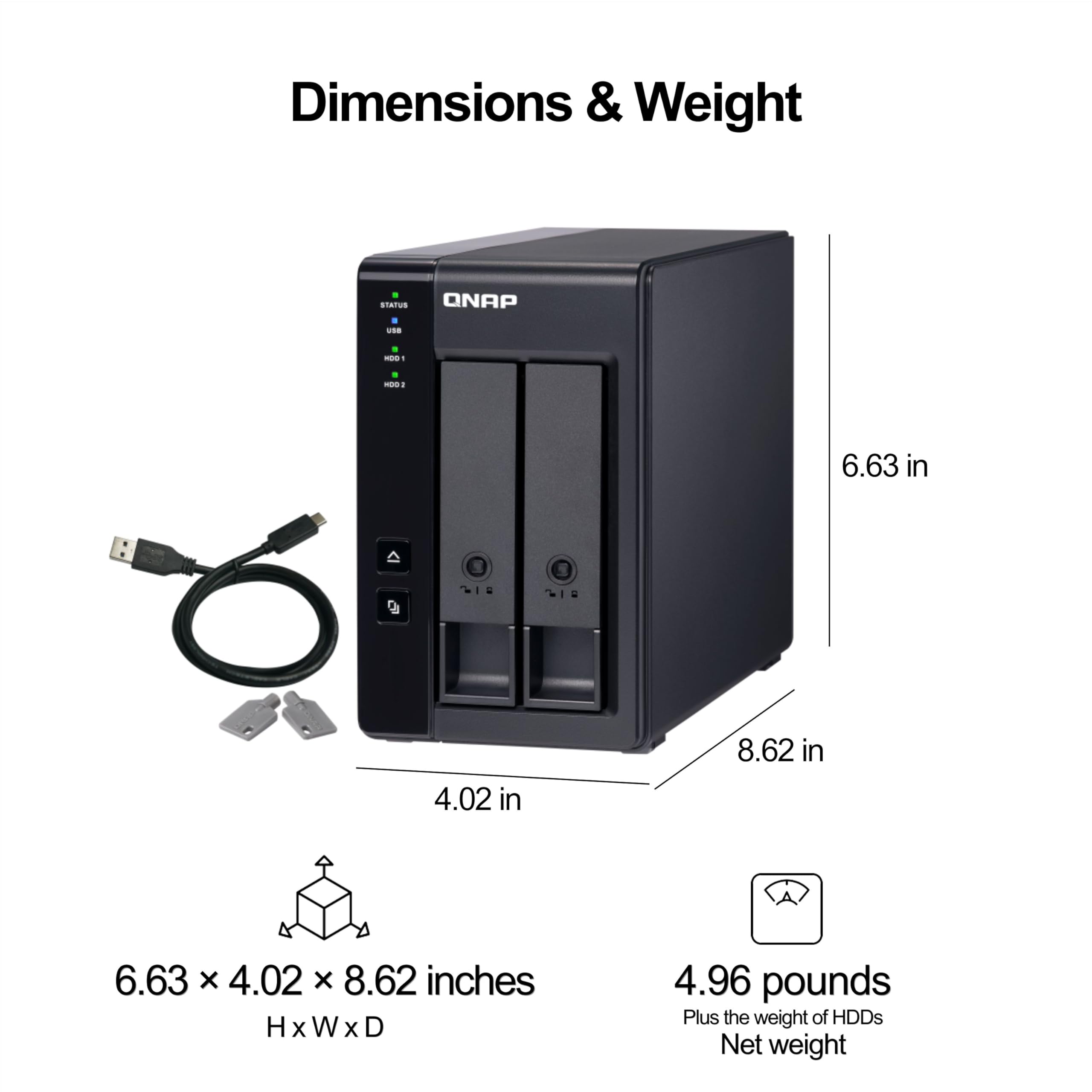 Amazon.co.jp: QNAP 2ベイ DAS 4TBストレージ容量、USB 3.2 Gen 2 Type