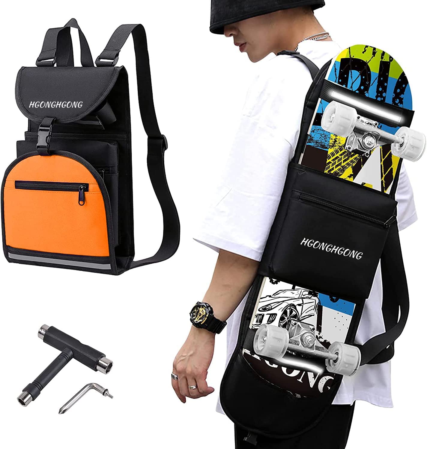 Amazon | [HG HGONG HGONG] スケボー スケートボード リュック