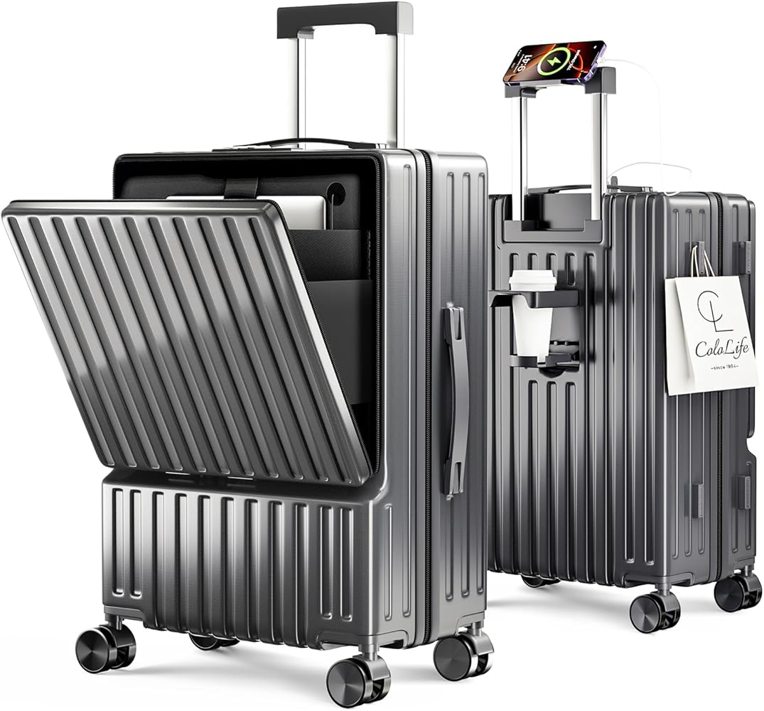 Amazon | [ColoLife] スーツケース フロントオープン 多機能 キャリー