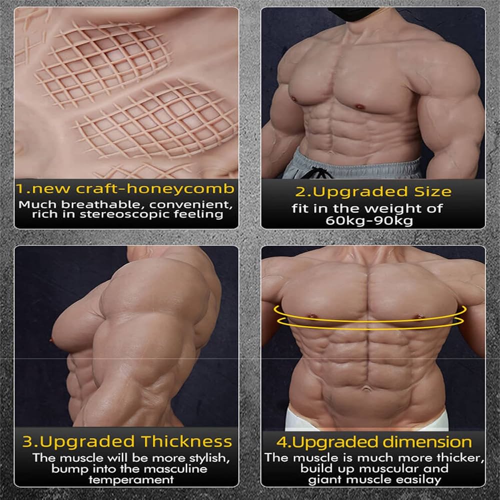 Amazon.co.jp: シリコンマッスルチェストリアルなハーフボディスーツ